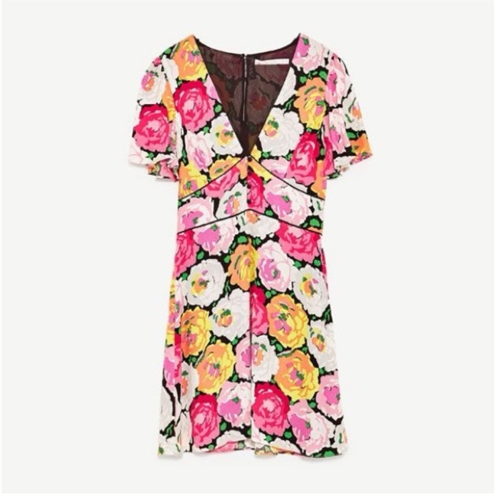 Zara Floral V-Neck Dress